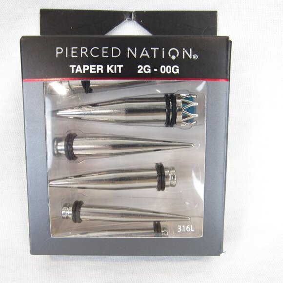 Pierced Nation Stainless Steel Taper Kit 2G - 00G 316L Faux Blue Gem - Picture 1 of 7